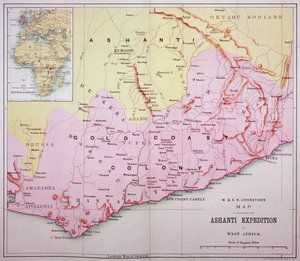 Map of the Gold Coast at the Time of the Third Ashanti Expedition in 1874